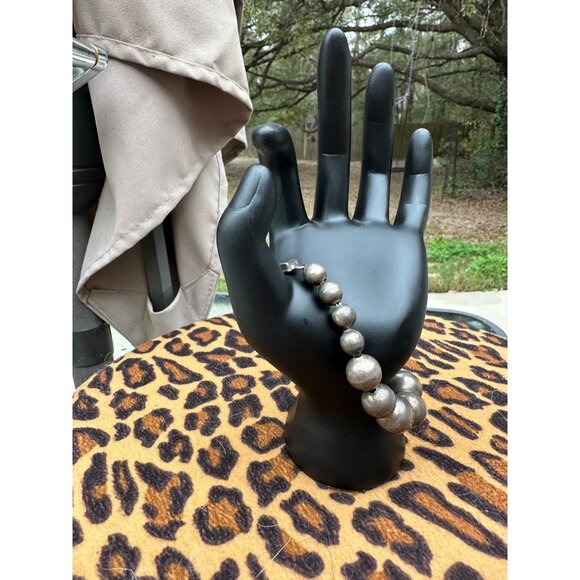 VTG Taxco Sterling Silver Chunky bench Bead Ball Bracelet Box Clasp Mexico 31g - Picture 14 of 16